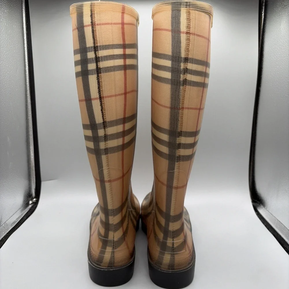 Burberry Rain Boots Womens US 6.5 EUR 40 nova check Plaid Tall wellington france